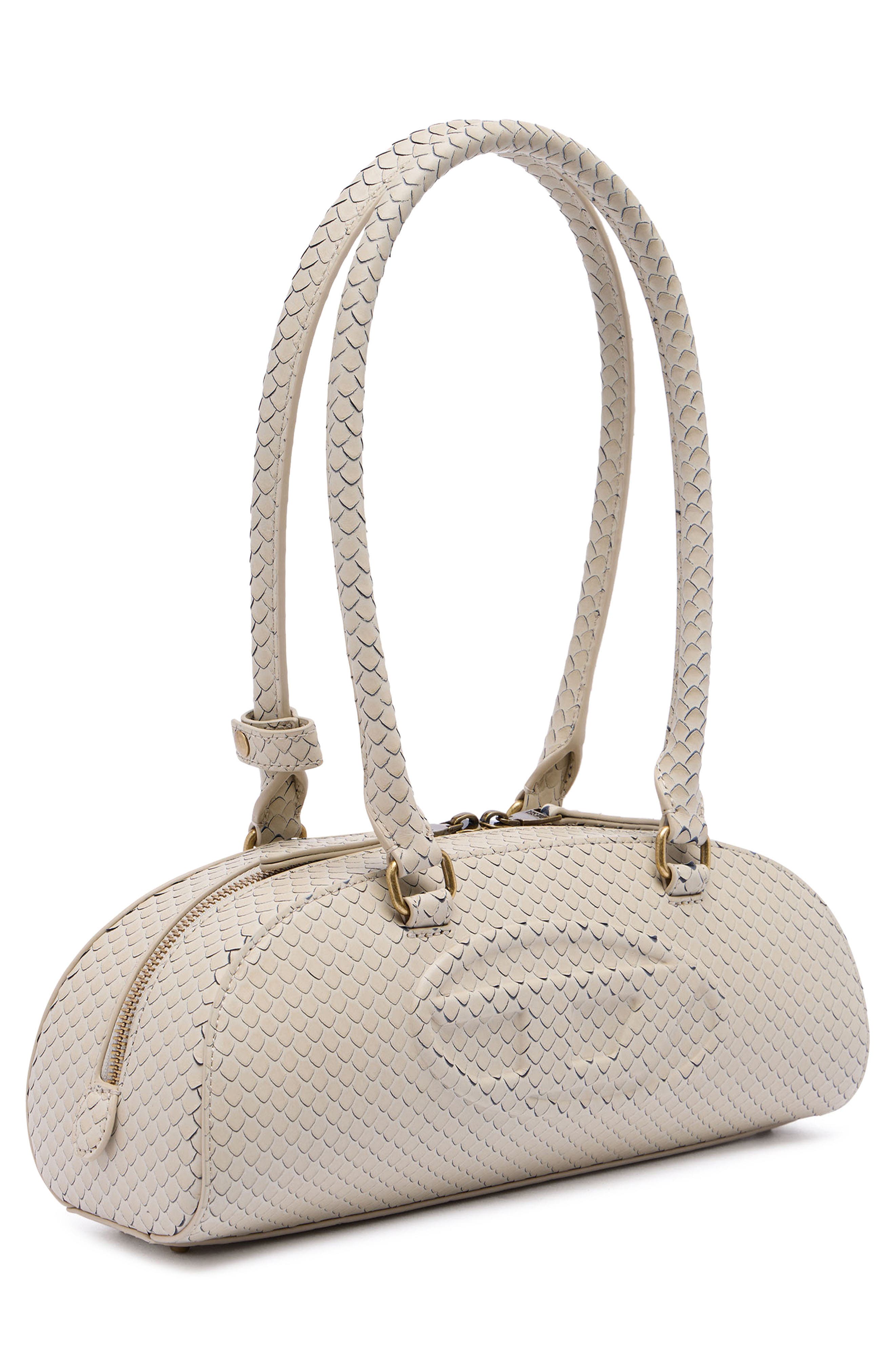 DIESEL<sup>®</sup> 1DR Dome Snakeskin Embossed Leather Shoulder Bag, Alternate, color, Khaki
