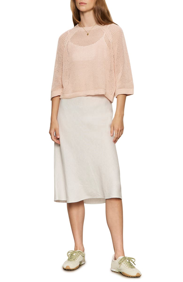 Sanctuary Metallic Openwork Sweater Top, Alternate, color, Washed Salmon Pink