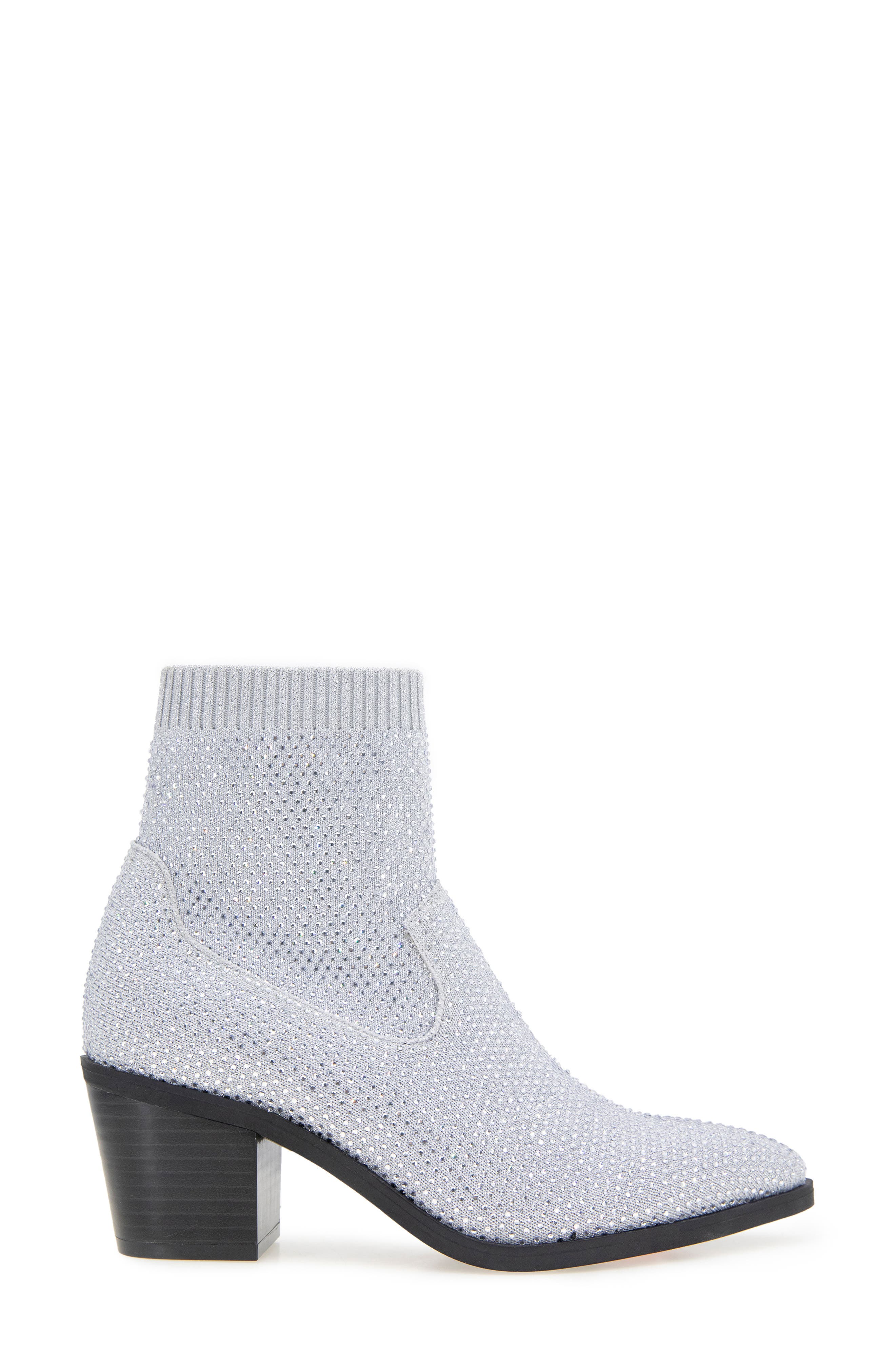 Jess Bejeweled Sock Bootie, Alternate, color, SILVER KNIT
