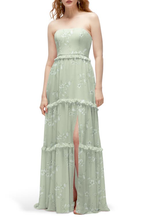 Shop After Six Ruffle Chiffon Strapless Gown In Vintage Primrose Sage