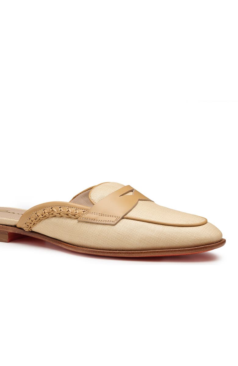 Santoni Women's Leather and Fabric Mule, Alternate, color, Natural