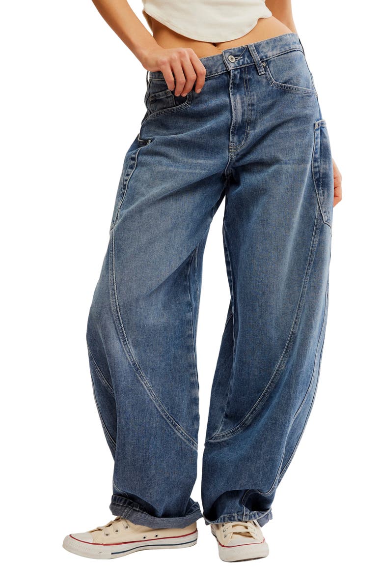 Free People Sugar & Spice Barrel Leg Jeans, Main, color, 