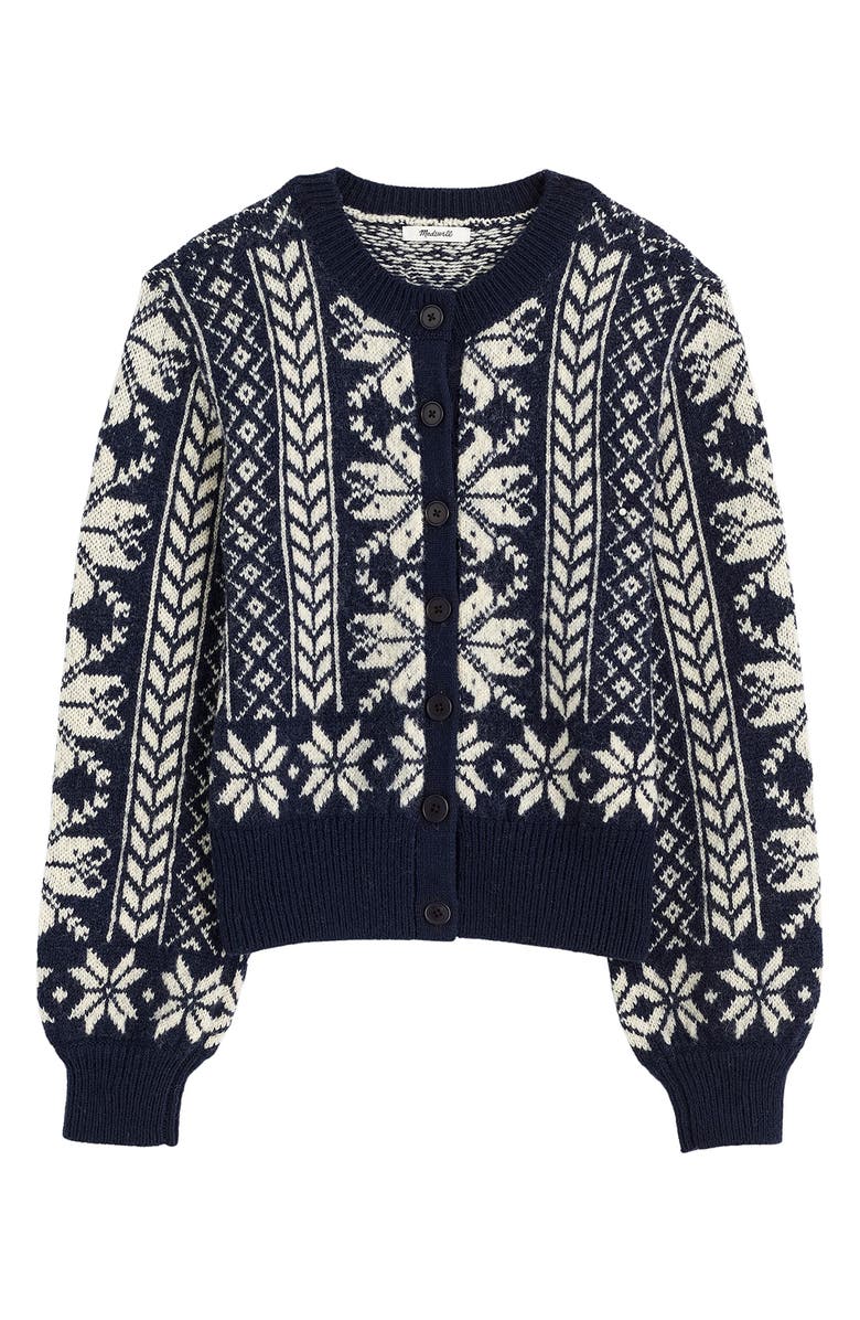 Madewell Fair Isle Wool Cardigan Jacket, Alternate, color, Navy And Ivory Pattern