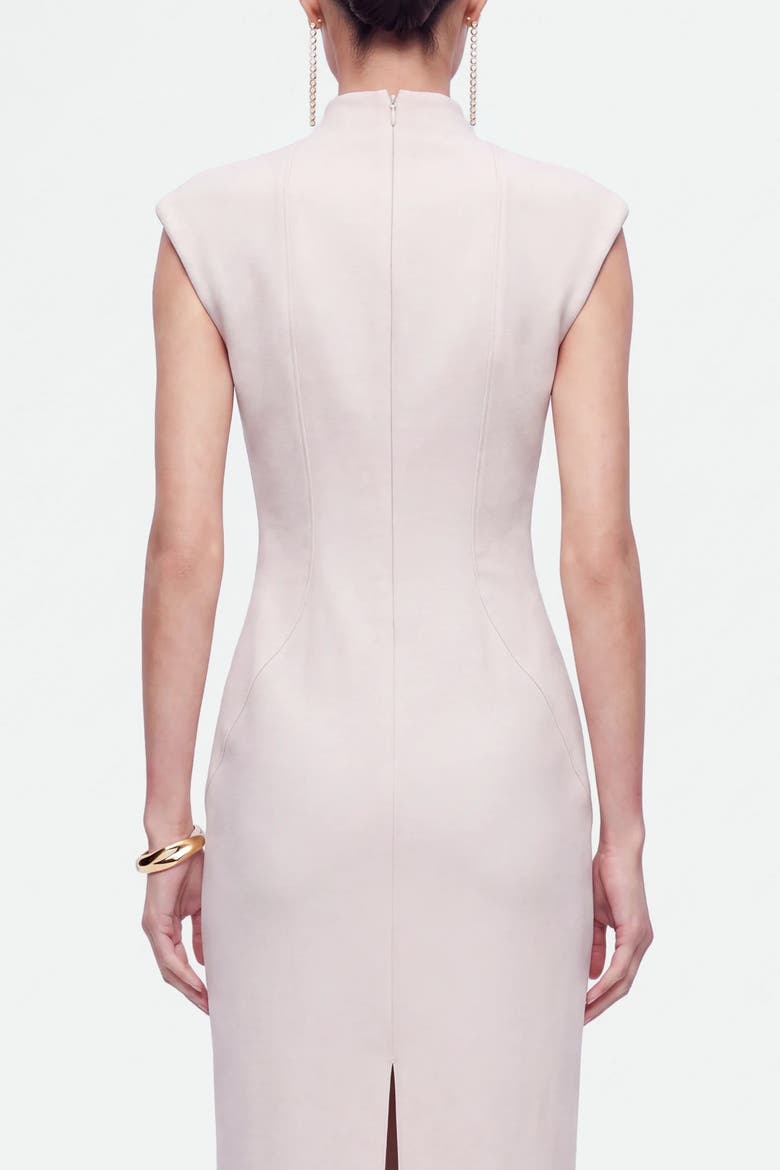 Padded Shoulder Button Detail Maxi Dress, Alternate, color, Ivory