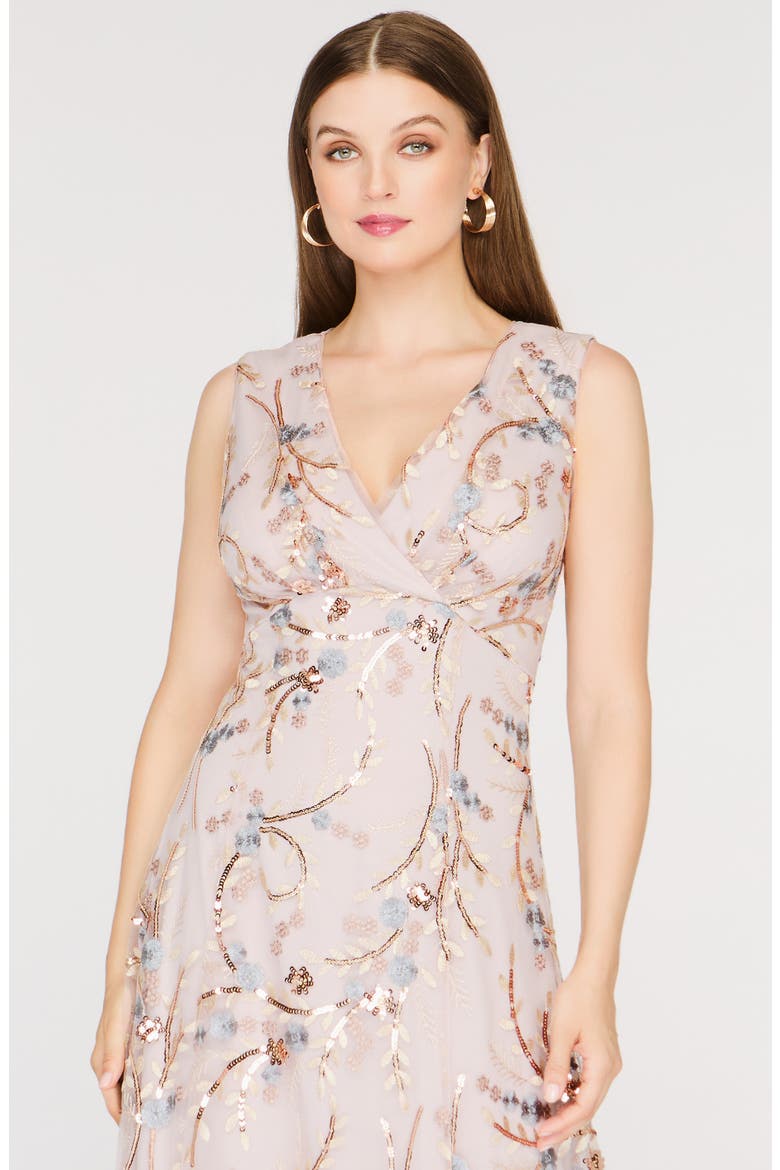Lavina Sequin Tulle Gown, Alternate, color, ROSE GOLD