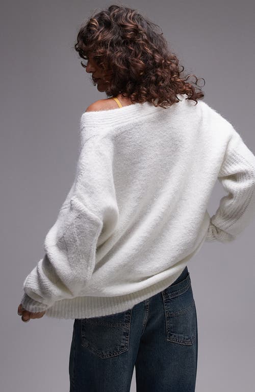 Topshop Oversize Off The Shoulder V-neck Sweater
