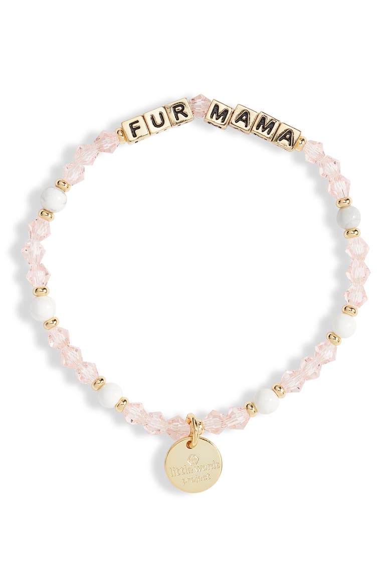 Fur Mama Beaded Stretch Bracelet, Main, color, PINK/ GOLD