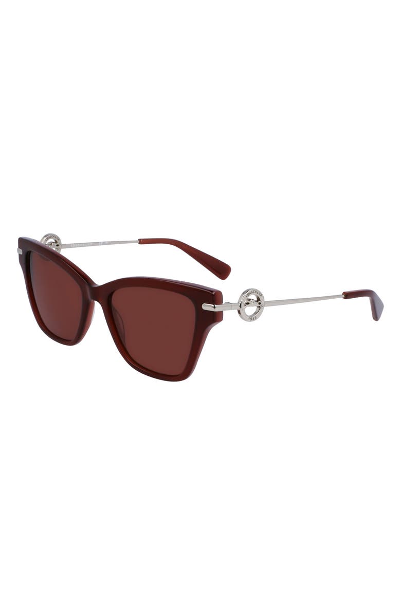 Longchamp Medallion 52mm Modified Rectangular Sunglasses, Alternate, color, Brown