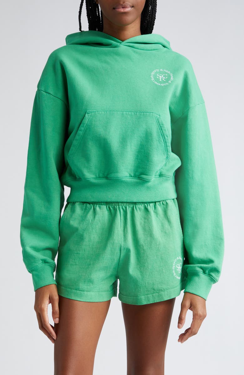 Sporty & Rich Cropped Cotton Hoodie, Main, color, 