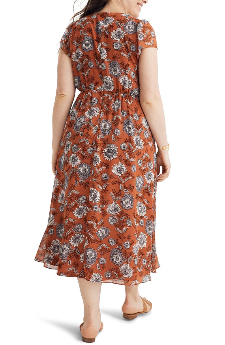 Madewell Sheer Sleeve Button Front Dress, Alternate, color, 