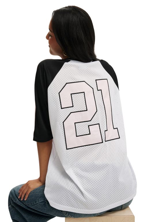 Cotton On Oversized V Neck Raglan Jersey In White