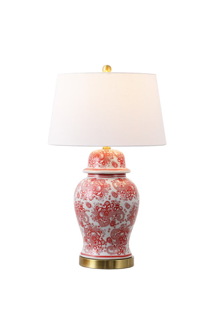 Ellis Chinoiserie Ceramic LED Table Lamp, Main, color, Red/White