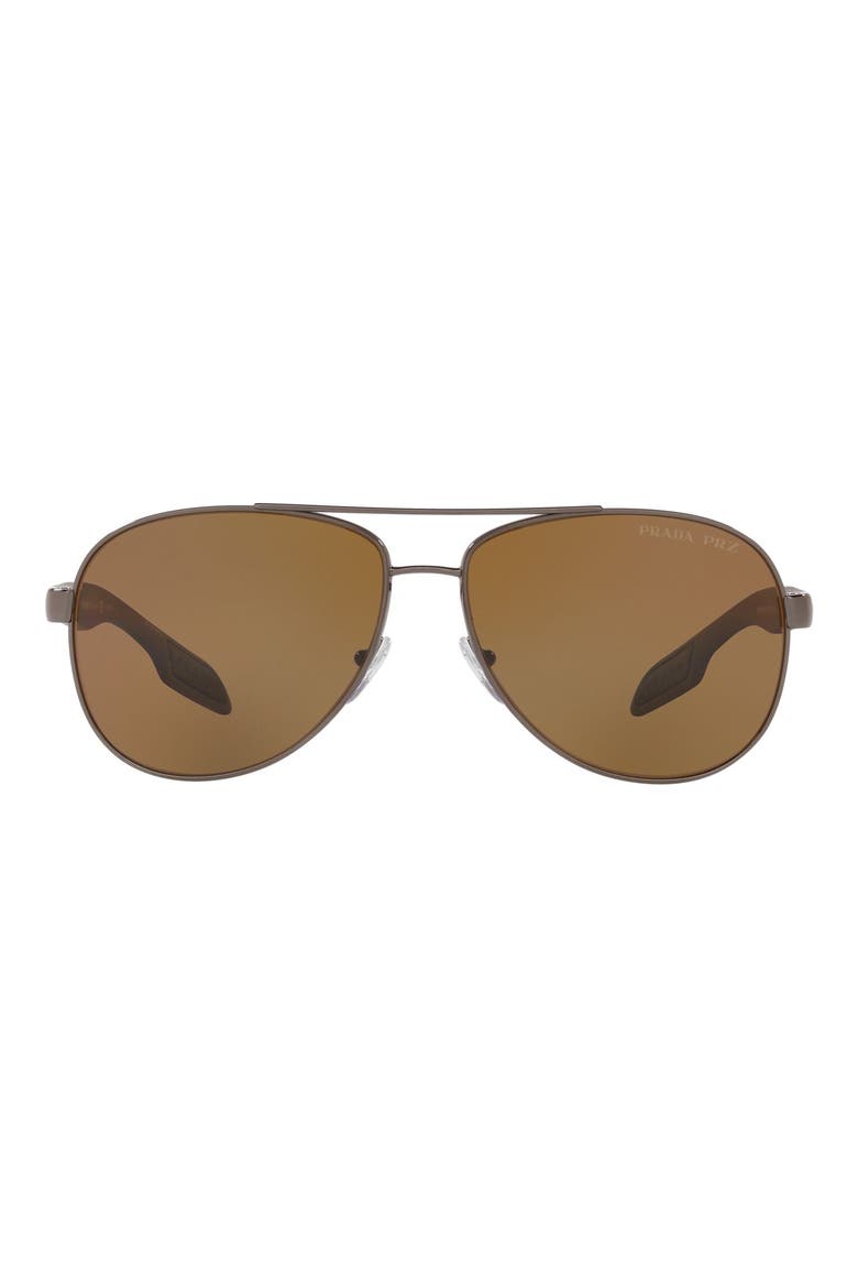 62mm Oversize Polarized Aviator Sunglasses, Main, color, GUNMETAL/ BROWN