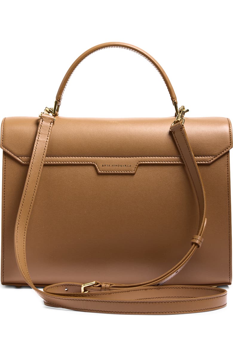 Anya Hindmarch Mortimer Leather & Raffia Top Handle Bag, Alternate, color, Pecan