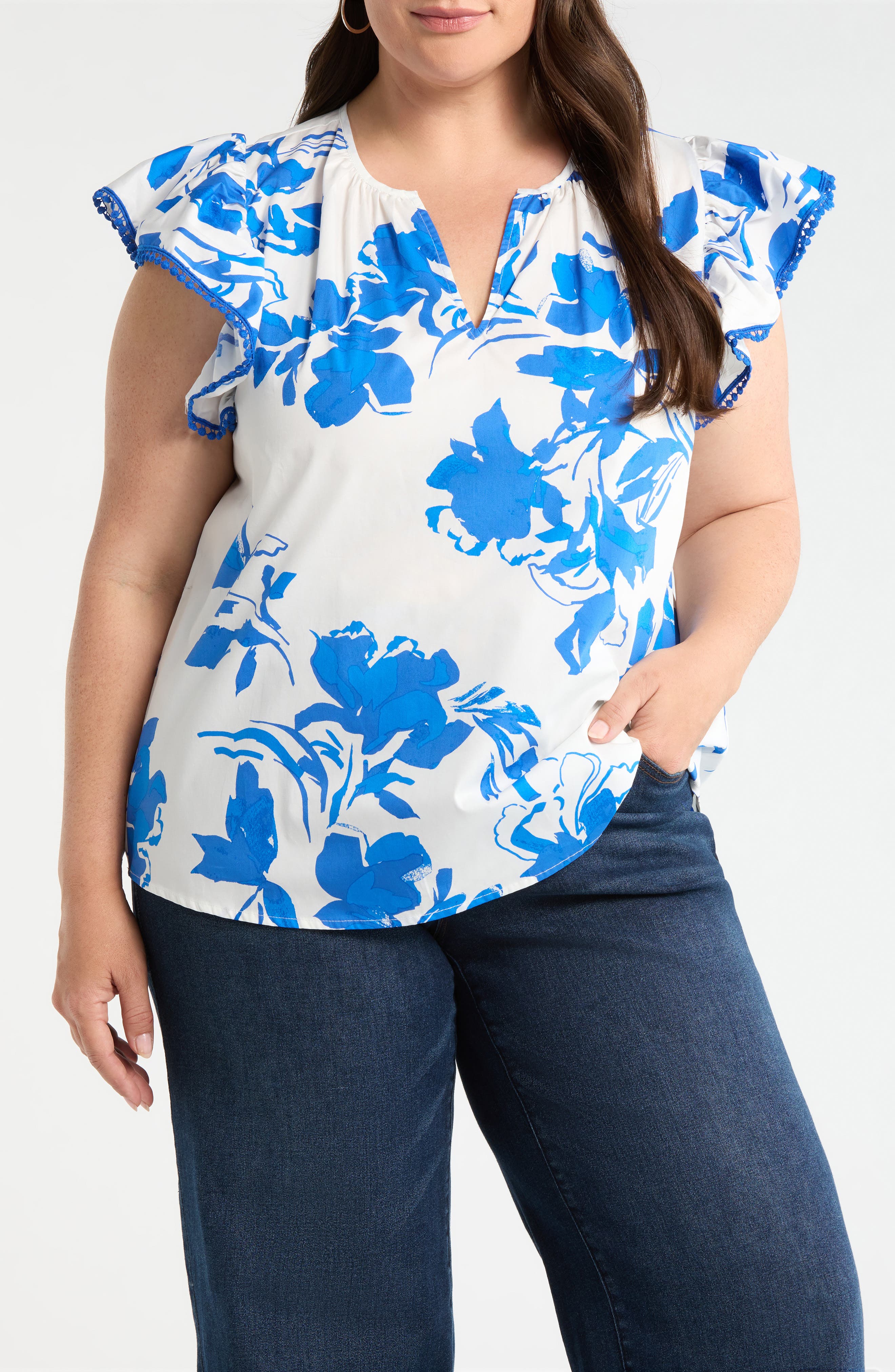Aby Floral Carya Ruffle Cotton Top