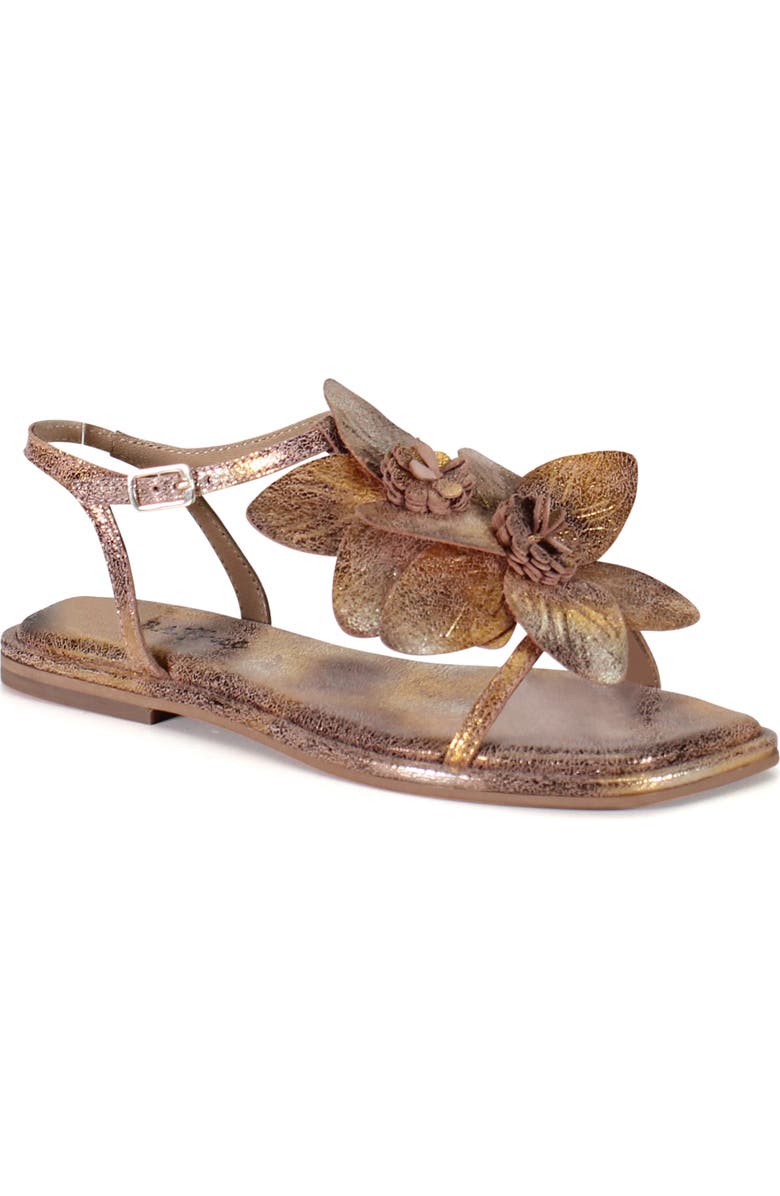Diba True PER SHING Leather Floral Flat Dress Sandal, Main, color, Blush