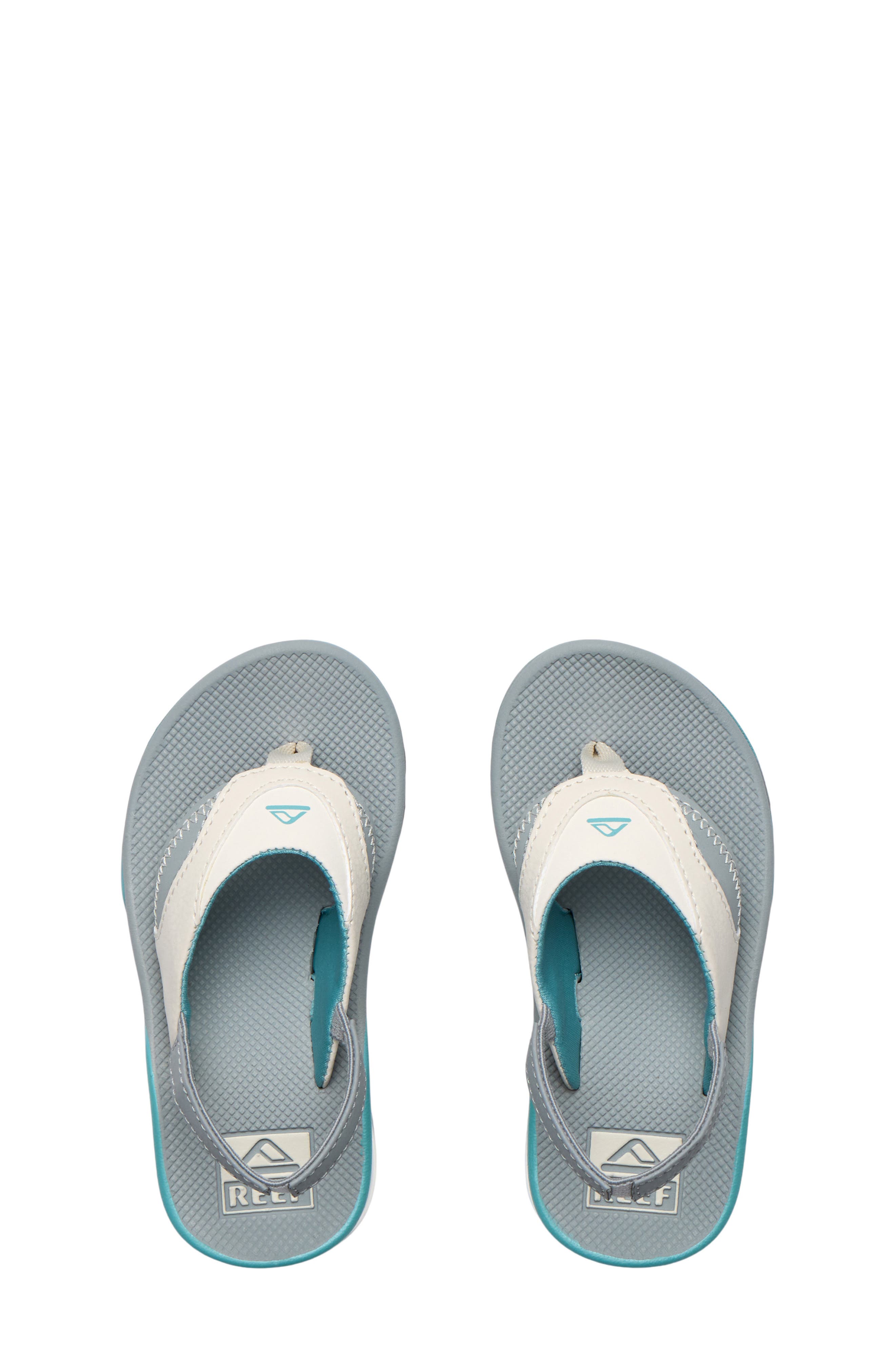 Reef Kids' Little Fanning Flip Flop, Alternate, color, Tan/ Grey/ Blue