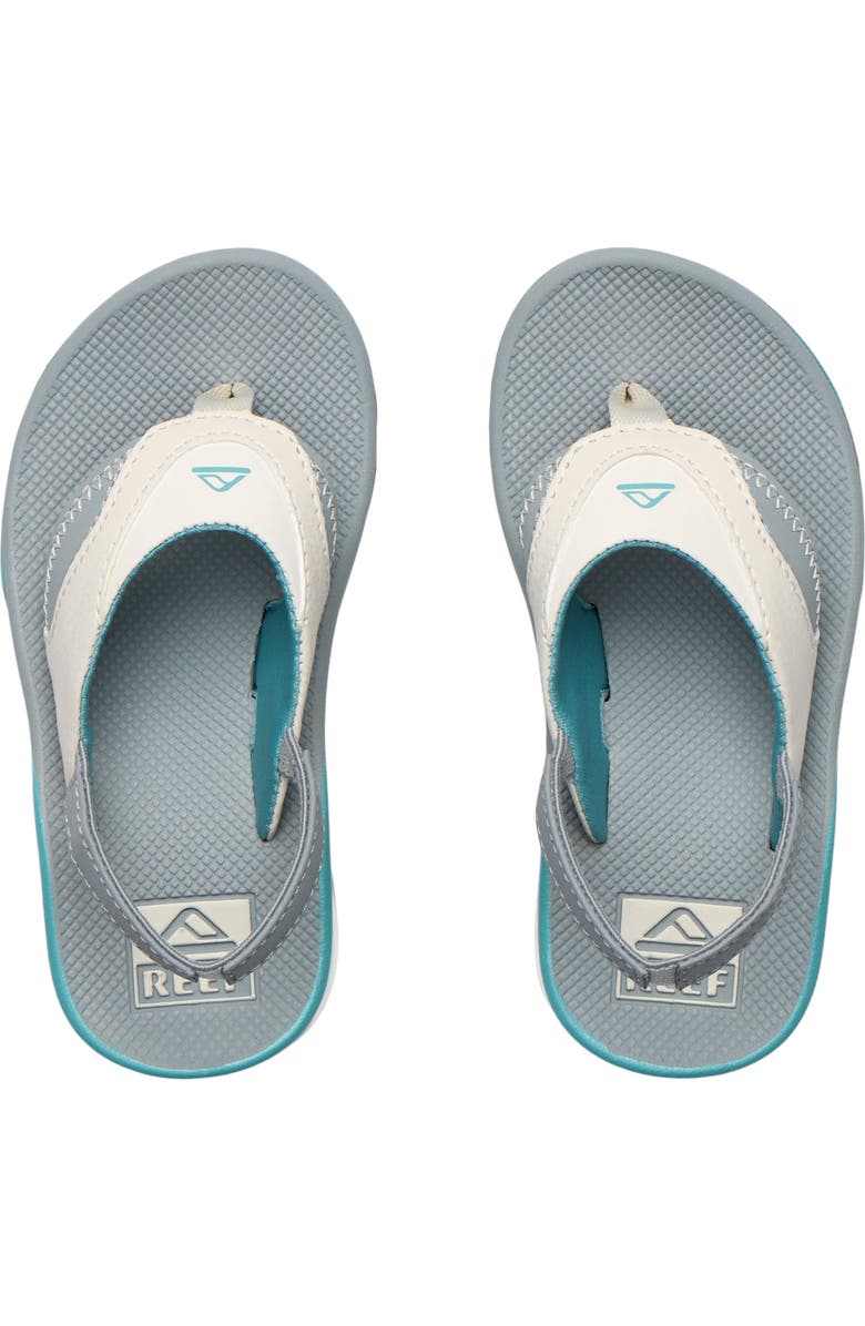 Reef Kids' Little Fanning Flip Flop, Alternate, color, Tan/ Grey/ Blue