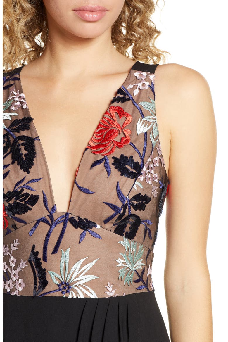 Embroidered High/Low Dress, Alternate, color, BLACK MULTI