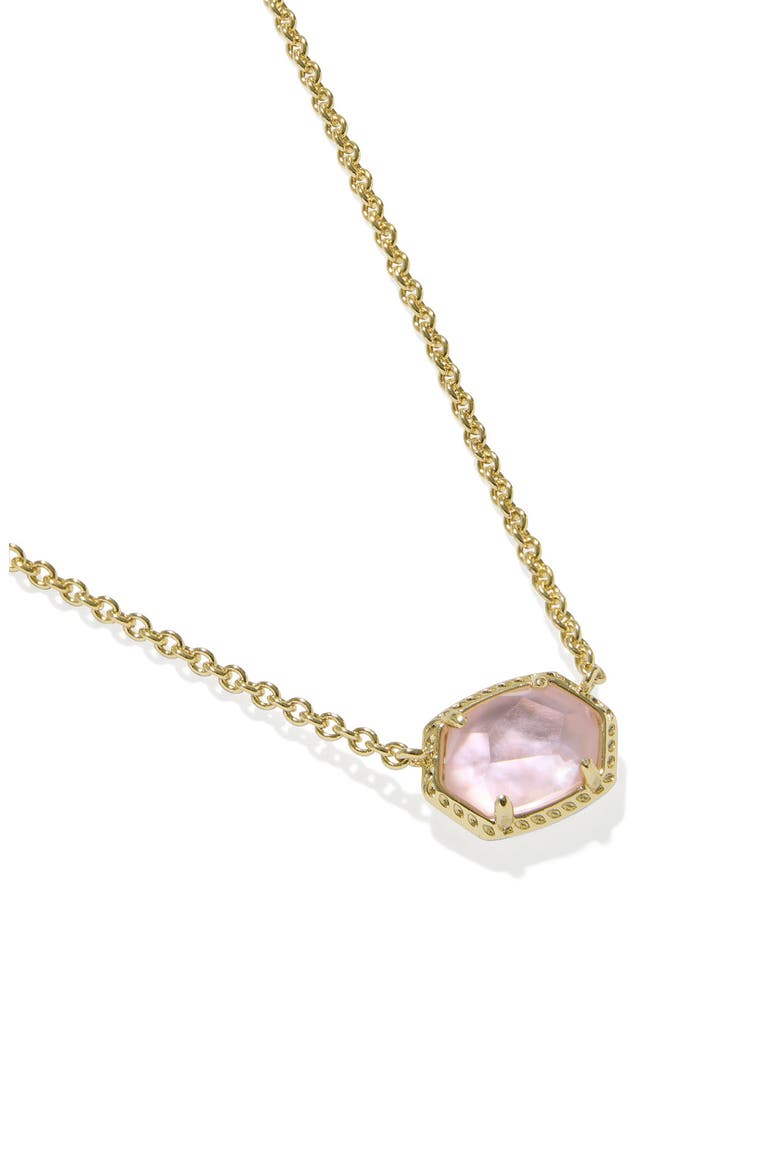 Daphne Frame Stone Pendant Necklace, Alternate, color, GOLD PINK MOTHER OF PEARL