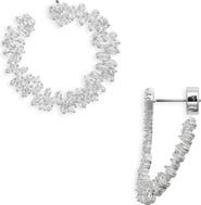 Nordstrom Scattered Baguette Cubic Zirconia Front/Back Earrings