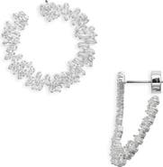 Nordstrom Scattered Baguette Cubic Zirconia Front/Back Earrings