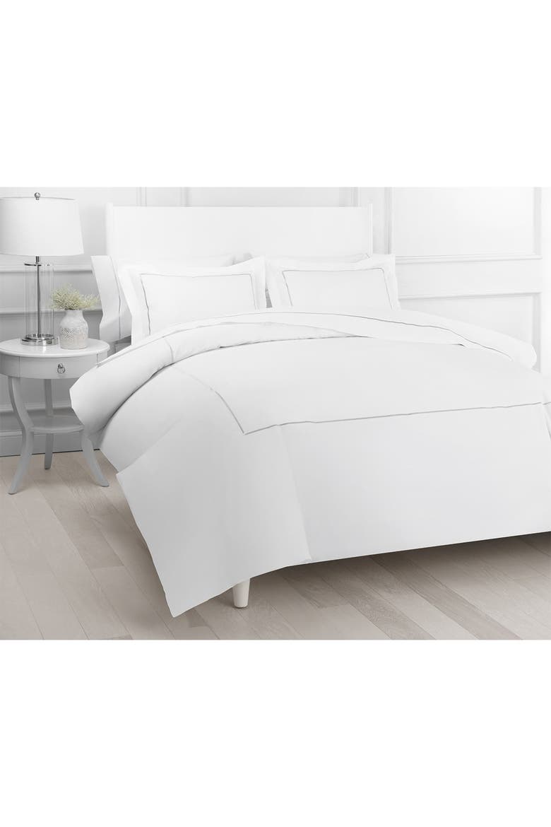 Marrow Stripe Cotton Percale Duvet Set, Alternate, color, GREY/WHITE