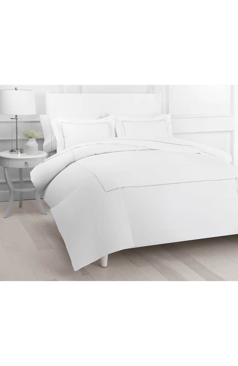 MELANGE HOME Marrow Stripe Cotton Percale Duvet Set, Alternate, color, Grey/White