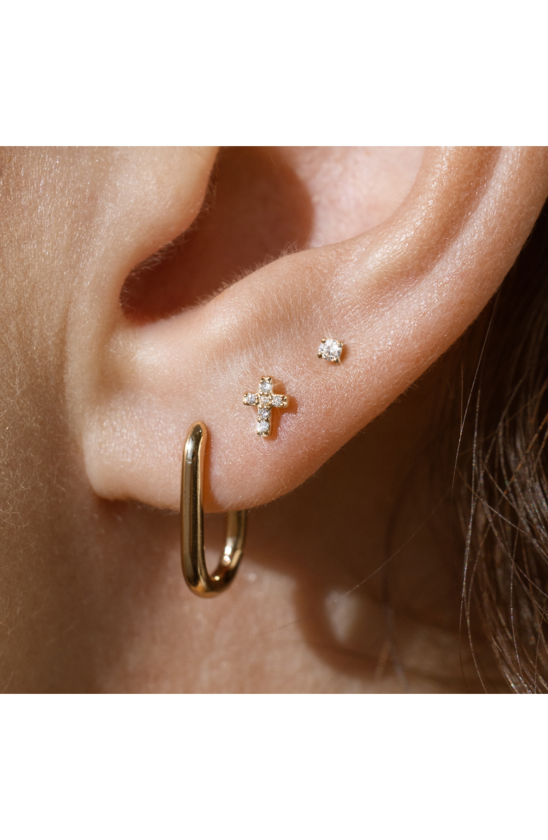 MADE BY MARY 14k Diamond Prong-Set Stud Earring (Flat Back) - Single, Alternate, color, 14K Solid Gold