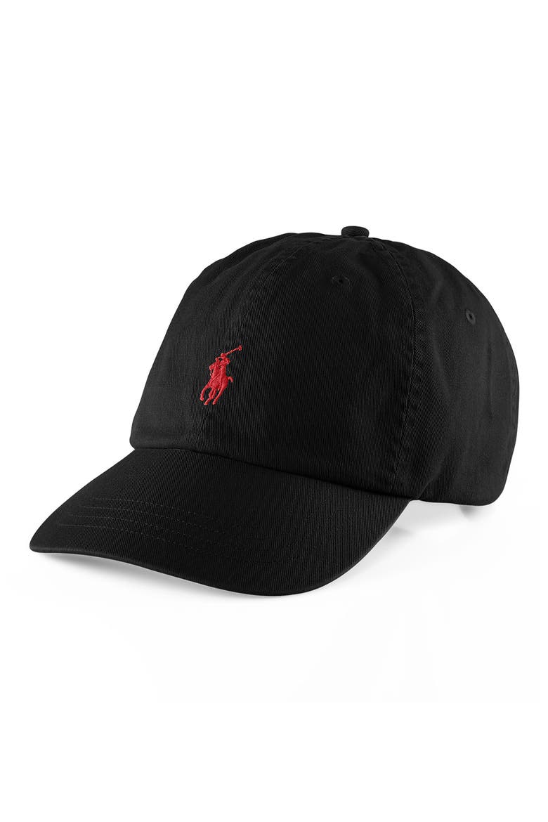 Cotton Chino Ball Cap, Main, color, BLACK/ RED