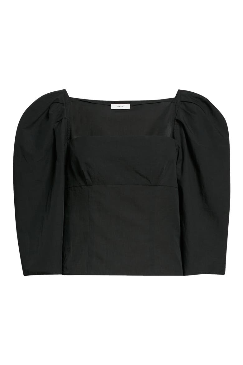 Square Neck Puff Sleeve Cotton Blouse, Alternate, color, 001BLK-BLACK