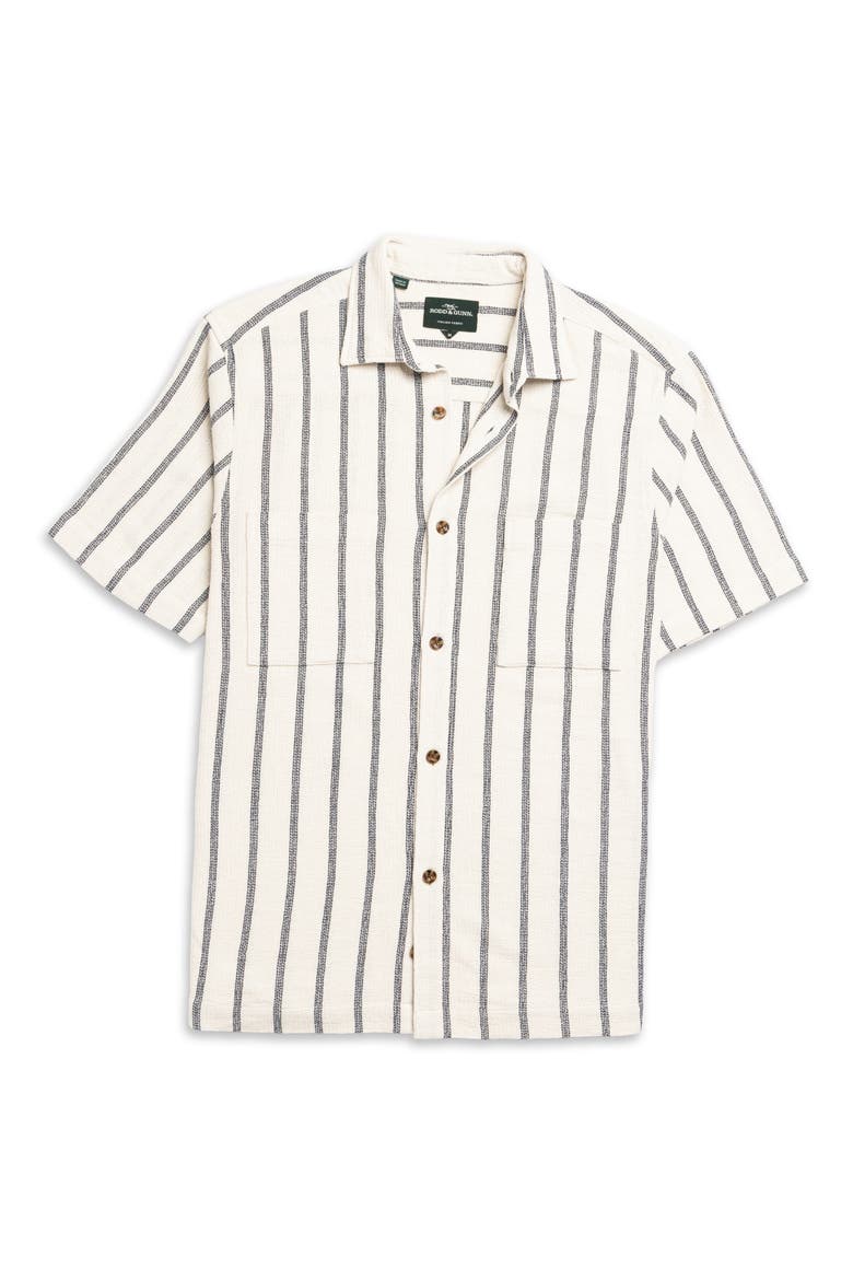 Melford Stripe Short Sleeve Cotton Blend Button-Up Shirt, Alternate, color, INK