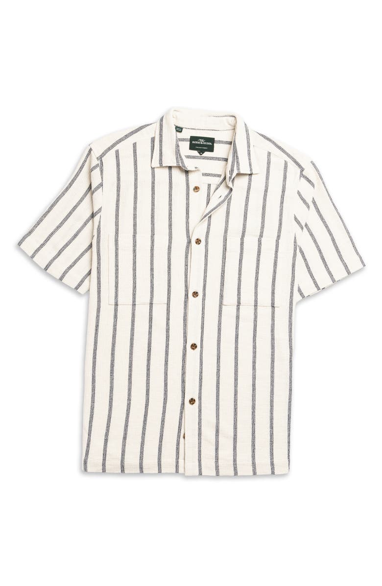 Rodd & Gunn Melford Stripe Short Sleeve Cotton Blend Button-Up Shirt, Alternate, color, Ink
