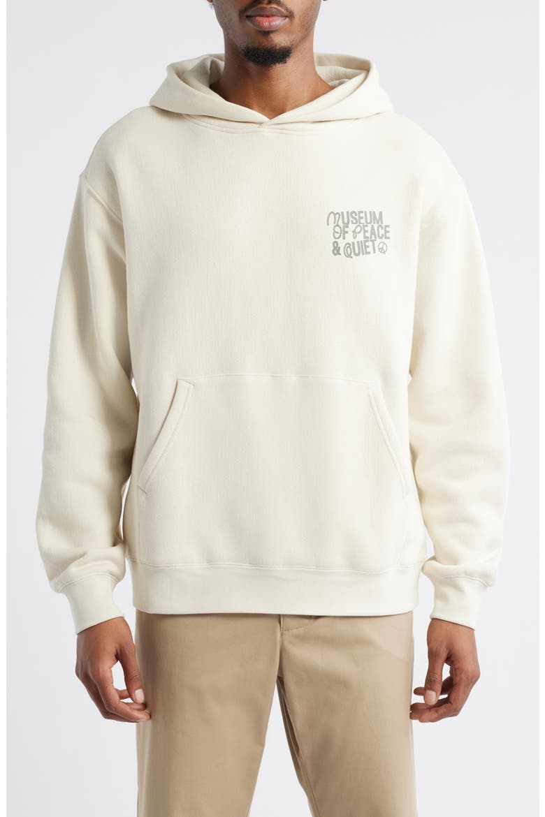 Logo Cotton Graphic Hoodie, Main, color, BONE