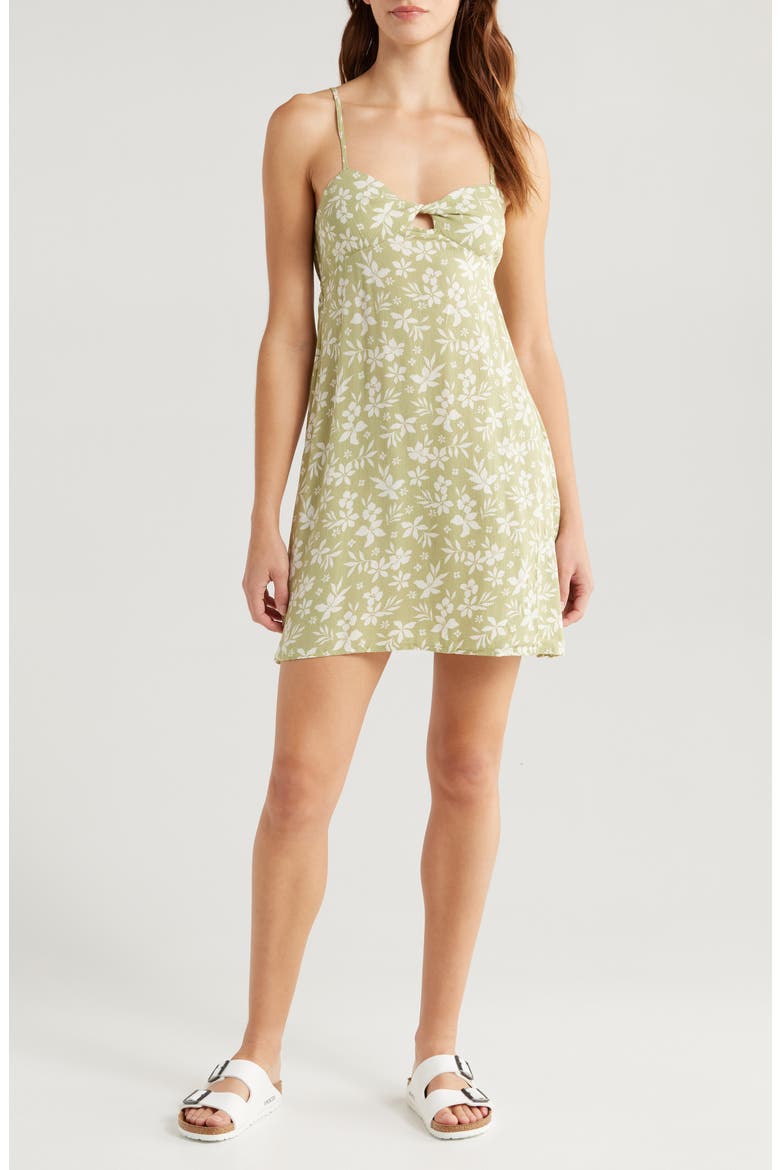 Last Sunset Floral Cutout Minidress, Main, color, AVOCADO