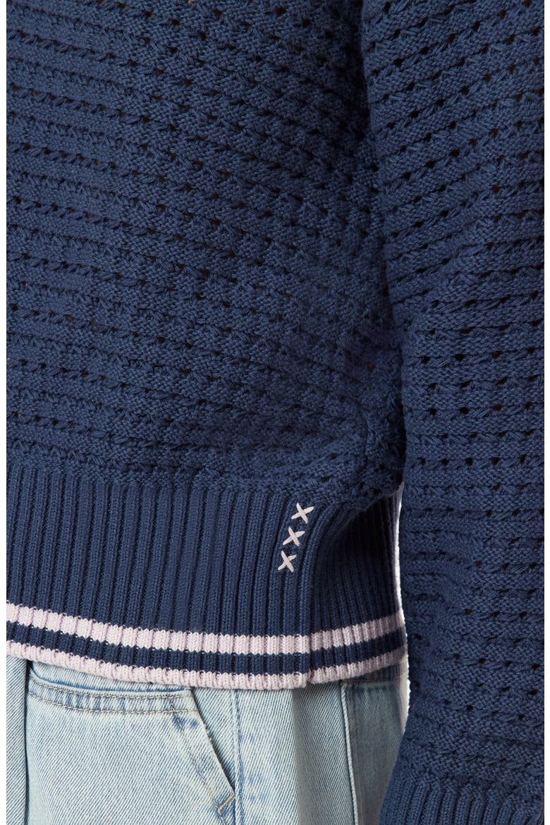 3/4 Zip Pointelle Pullover Sweater, Alternate, color, BIG DIPPER