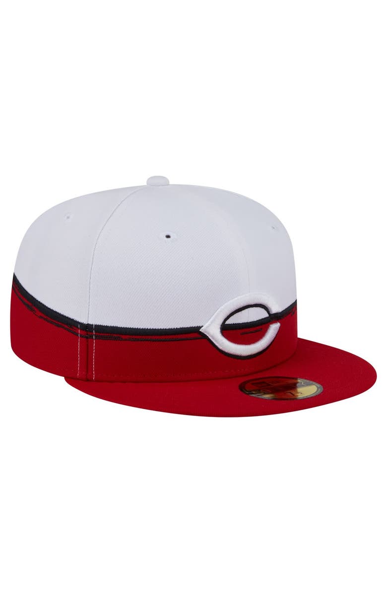 New Era Men's New Era  Red/White Cincinnati Reds Paint Stroke 59FIFTY Fitted Hat, Alternate, color, Red