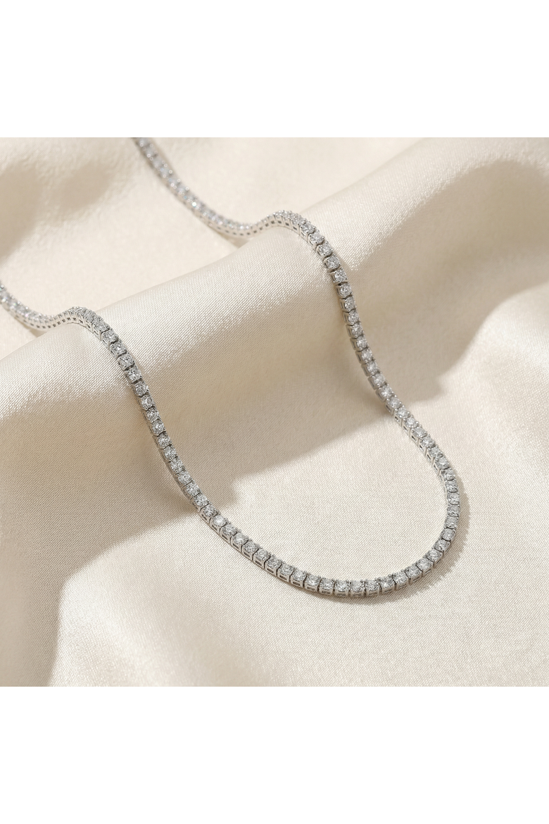 8Ct TW Diamond Tennis Necklace 4-Prong 14k Gold 16" Lab Grown, Alternate, color, 14k White Gold