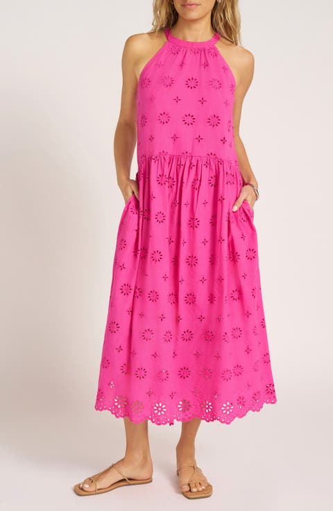 Rhea Eyelet Sleeveless Cotton Maxi Dress