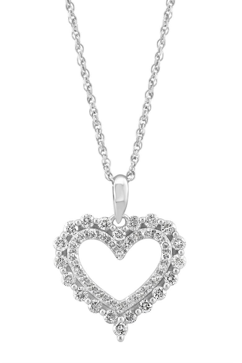 Sterling Silver Diamond Heart Pendant Necklace, Alternate, color, SILVER