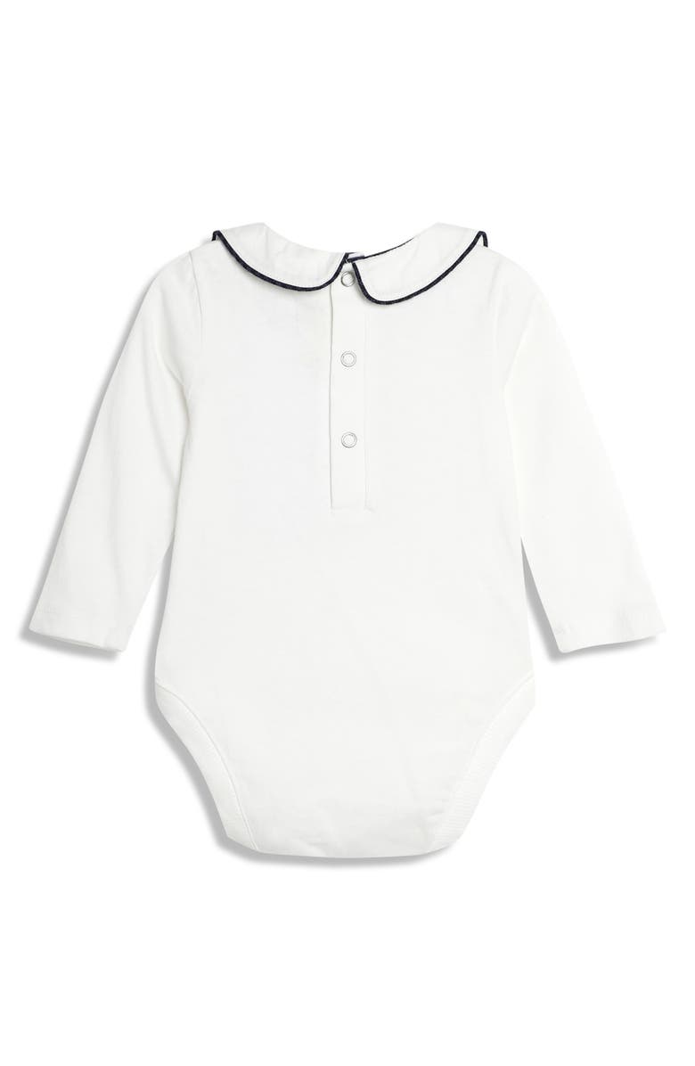 JOJO MAMAN BEBE Peter Pan Collar Bodysuit & Houndstooth Suspender Shorts Set, Alternate, color, 