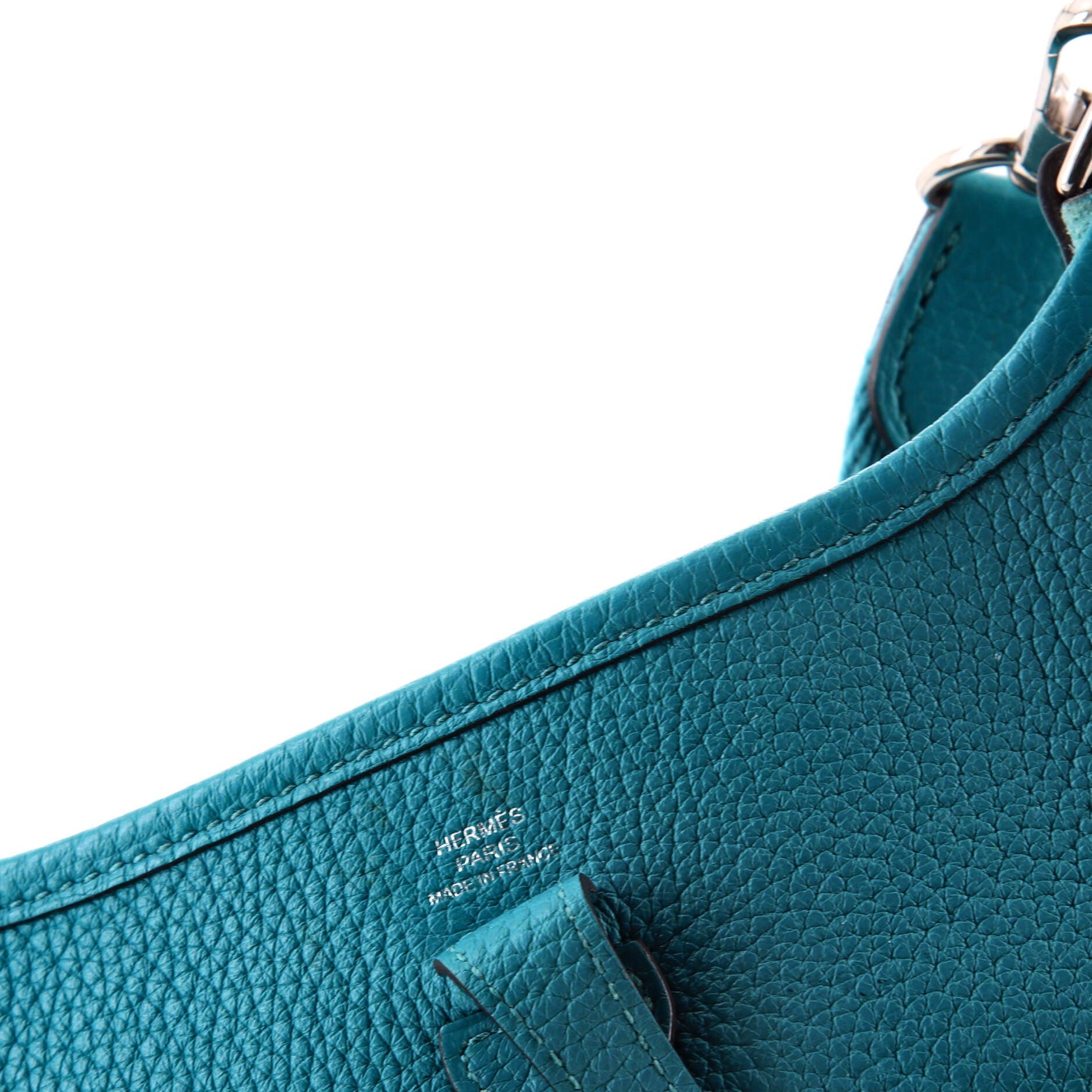 Pre-Owned Hermes Evelyne Bag Gen III Clemence TPM, Alternate, color, Bleu Paon