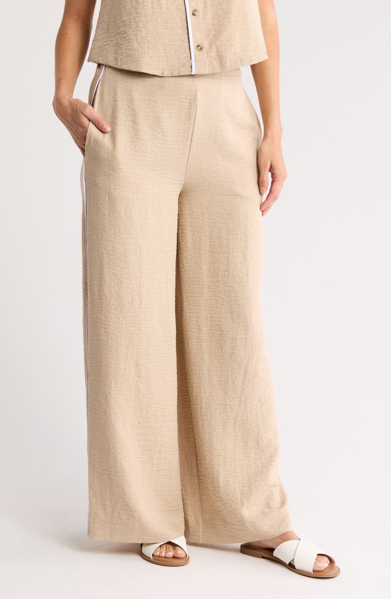 Love By Design Fiji High Waist Wide Leg Pants, Main, color, Natural/ White