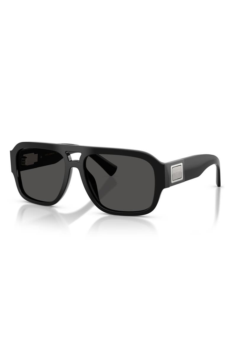 Dolce&Gabbana 58mm Pilot Sunglasses, Alternate, color, Black / Dark Grey