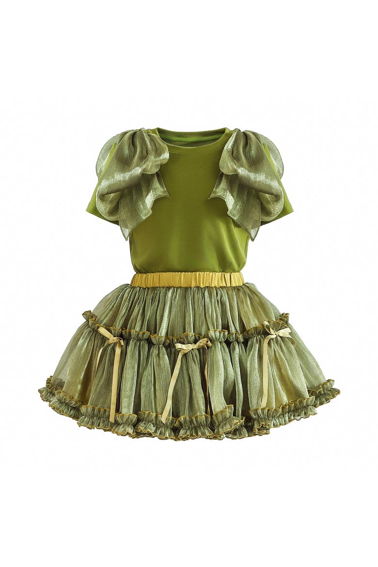 Gold Valora Ruffle Skirt Set, Main, color, Olive Green
