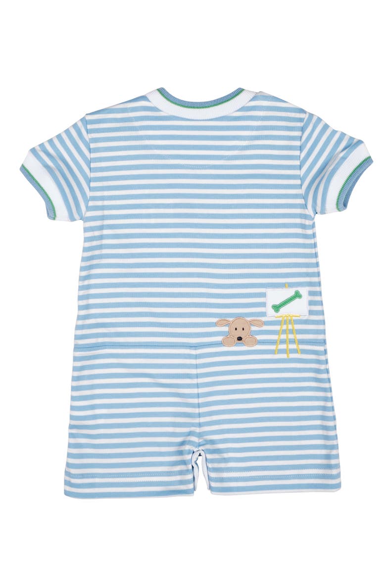 Stripe Knit Shortall With Painting Dog, Alternate, color, Blue/White