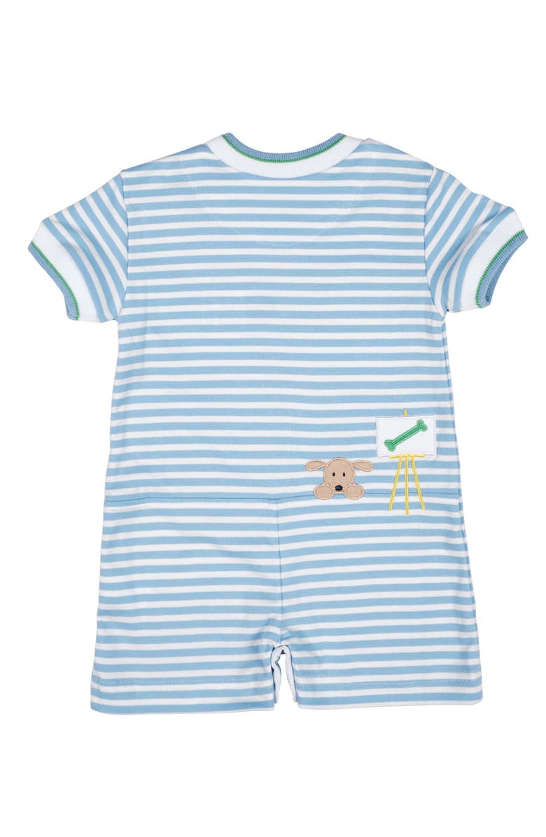 Florence Eiseman Stripe Knit Shortall With Painting Dog, Alternate, color, Blue/White