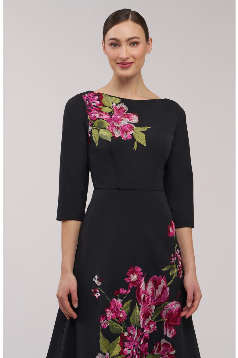 Greta Floral Embroidered Gown, Alternate, color, CARBON MULTI