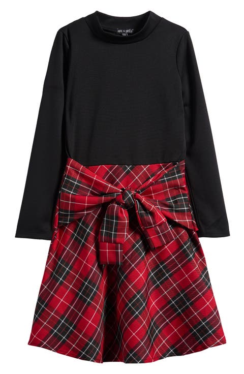 Kids' Ponté Plaid Skirt Dress (Big Kid)