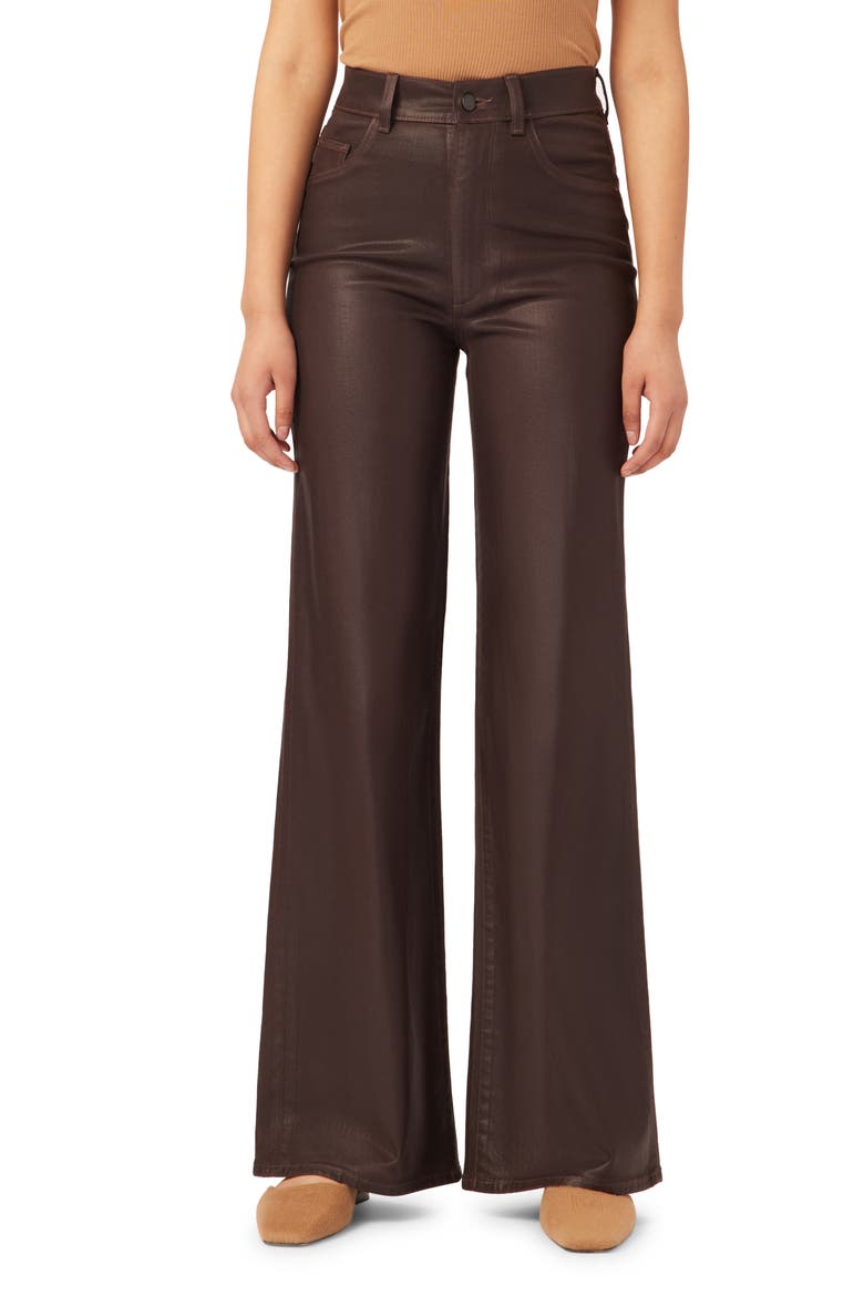 Hepburn High Waist Wide Leg Jeans, Main, color, DARK MOCHA